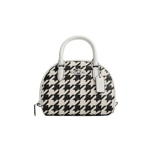 COACH Sydney Покрытый холст с кожаными вставками купольная сумка сумка через плечо маленькая сумка женская черный белый