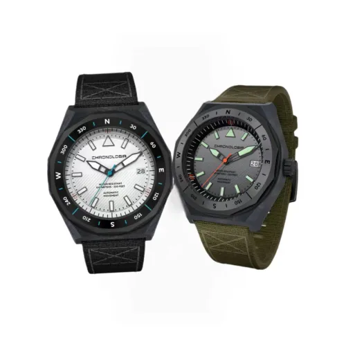 CHRONOLOGIA Adventurer Series Механические часы корпус из холста ремешок 43 мм белый циферблат унисекс модель 78704 вес 9 г