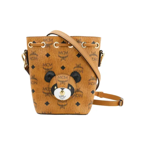 MCM Сумка из искусственной кожи ведрообразной формы сумка через плечо мини женская коричневый коньяк
