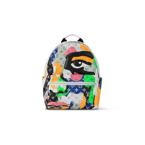 LOUIS VUITTON Discovery Покрытый холст с коровья кожа Рюкзак Маленький Мужской Белый многоцветный