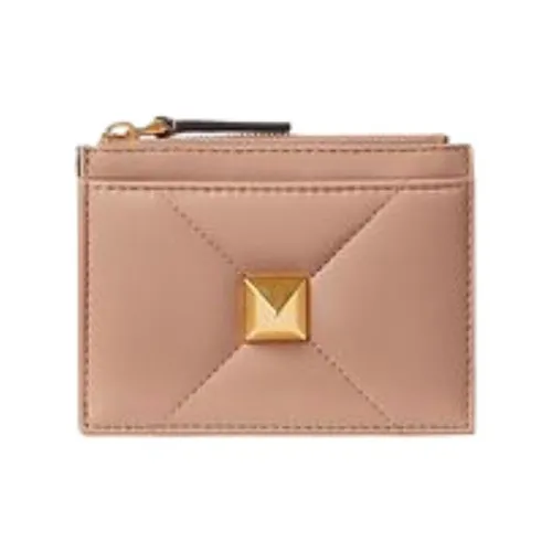 Valentino Roman Stud Кожаный кошелек для карт из овечьей шкуры кошелек для монет женский телесный розовый