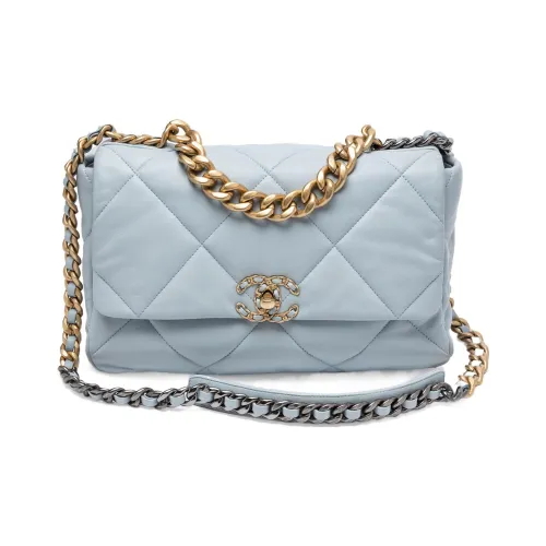 CHANEL 19Bag Овчина Сумка с клапаном Сумка через плечо Сумка через плечо Средняя Женская Светло-синяя