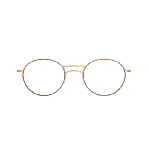 LINDBERG Титан Круглые Оправы для Очков Унисекс Золото Черный