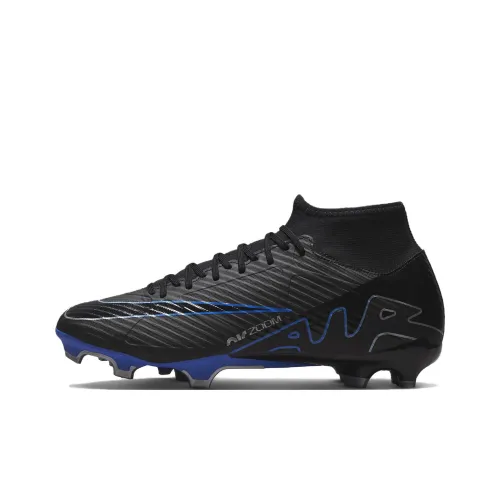 Nike Mercurial Superfly 9 FG Твердый Грунт Устойчивые к Износу Футбольные Бутсы Унисекс Черный Синий