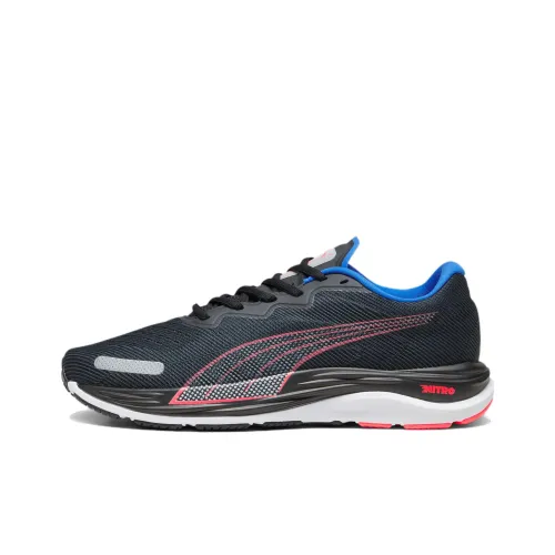 PUMA Velocity Nitro 2 Амортизирующие подошва Противоскользящие Устойчивые к истиранию Легкие Низкий топ Беговые кроссовки Мужские Черные