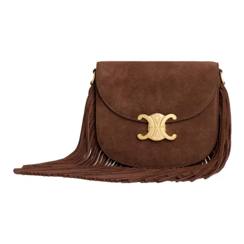 CELINE Коровья кожа Замша Сумка через плечо Женская Коричневая