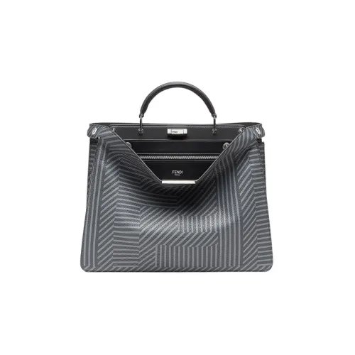 FENDI Peekaboo ISeeU Телячья кожа Сумка через плечо Сумка Средний Мужской Серый