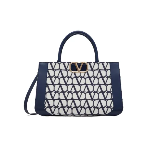 Valentino Сумка через плечо с тканью и кожей средний размер женская синий белый