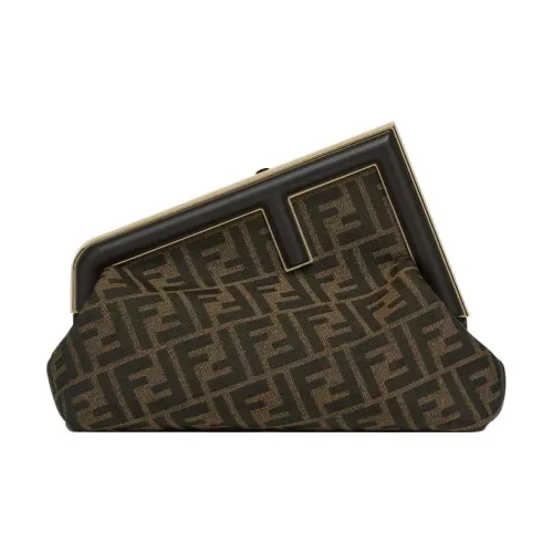 FENDI First Жаккардовая ткань Одно плечо Через плечо Клатч Стандартный Женский Коричневый