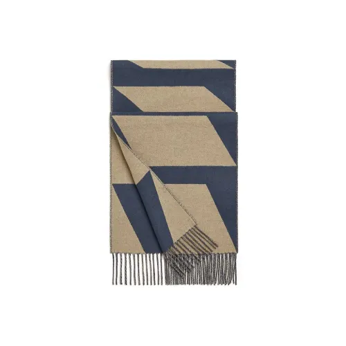 HERMES Вязаные шарфы Унисекс Синий Бежевый