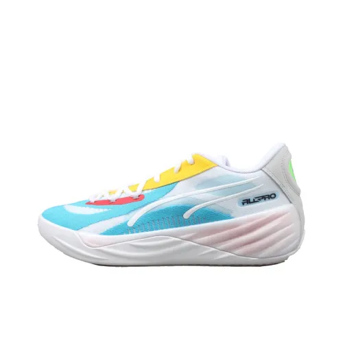 PUMA Все Pro Nitro Low Топ Баскетбольные кроссовки Мужские Белый Синий Желтый