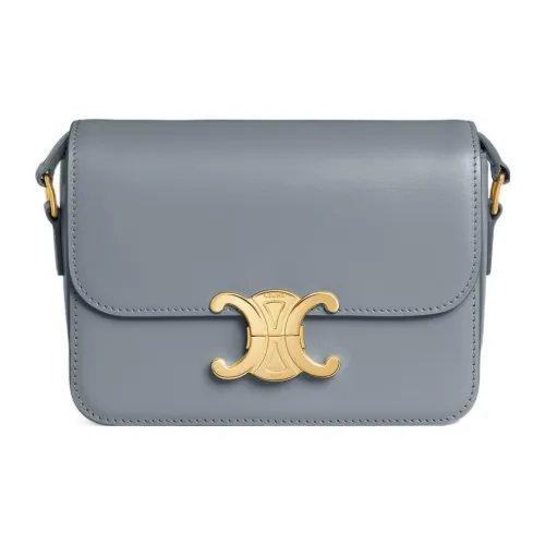CELINE Teen Triomphe Блестящая сумка через плечо из коровьей кожи сумка на плечо женская синяя серая