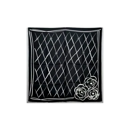 CHANEL Шарфы из тутового шелка, черные, женские