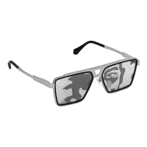 LOUIS VUITTON 1,1 EVIDENCE Металл Aviator Солнцезащитные очки Унисекс Серебряный