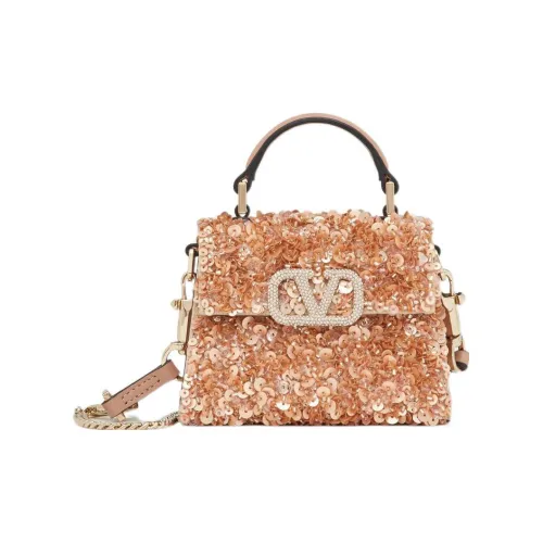 Valentino Кристальная вышивка Сумка через плечо Сумка микро Женская Светло-коричневая