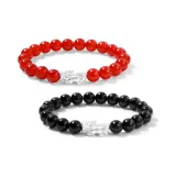 Браслет из бусин с китайскими благоприятными животными из серебра 999 пробы с агатом, парный (1 пара)