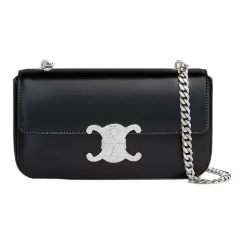 CELINE Claude Блестящая сумка через плечо из коровьей кожи сумка на плечо обычная женская черная