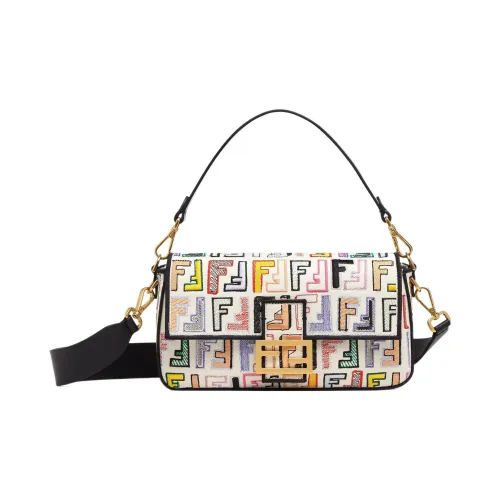FENDI Baguette Хлопок Через плечо Одно плечо Сумка Средний Женский Многоцветный