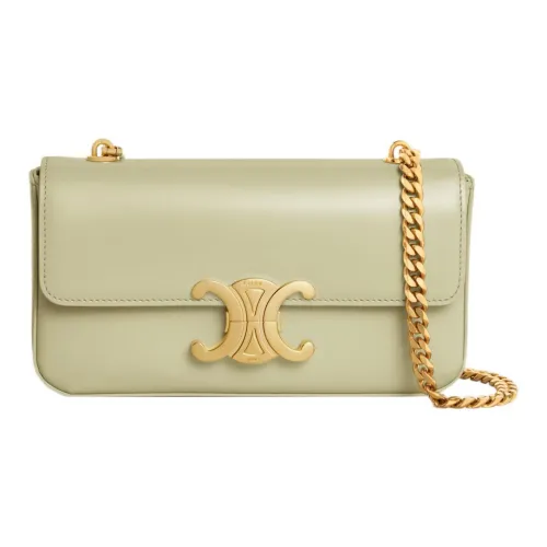 CELINE Triomphe Блестящая сумка через плечо из коровьей кожи женская сумка на плечо миндально-зеленый цвет