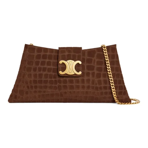 CELINE WilternTriomphe Коровья кожа Замша Сумка Сумка через плечо Женская Коричневая