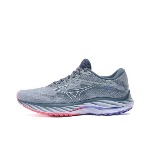 Кроссовки для бега Mizuno Wave Rider 27, низкий топ, синий, белый, розовый, унисекс