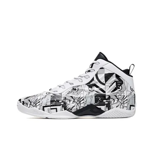 QIAODAN Slip-resistant Abrasion-resistant MID Топ Баскетбольные кроссовки Мужские Белый Черный