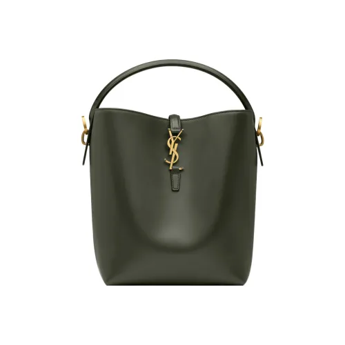 SAINT LAURENT Блестящая сумка через плечо из коровьей кожи обычная женская темно-зеленая