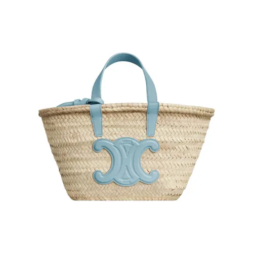 CELINE Triomphe Пальмовый лист с коровьей кожей Тоут Сумка Сумка для покупок Basket Сумка Обычный Женские California Синий
