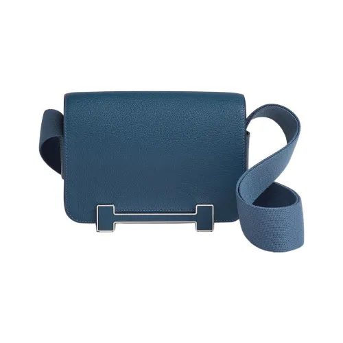 HERMES Geta Сумка через плечо из козьей кожи Женская Темно-синий