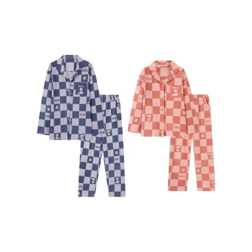 DAMOS·LOVE Синий + Оранжево-розовый Унисекс Пижамные комплекты