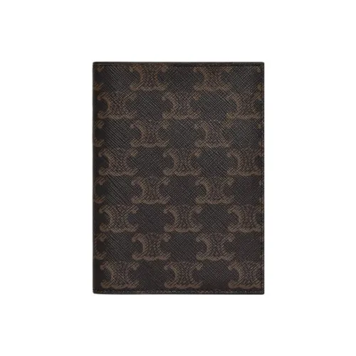 CELINE Triomphe Холдер для паспорта из холста Мужской Черный и Коричневый