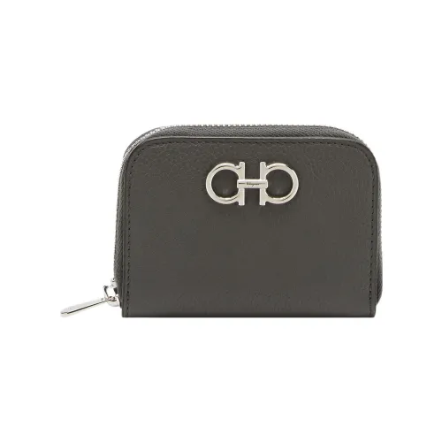 FERRAGAMO GANCINI Телячья кожа Кошелек Держатель для карт Женский Темно-серый
