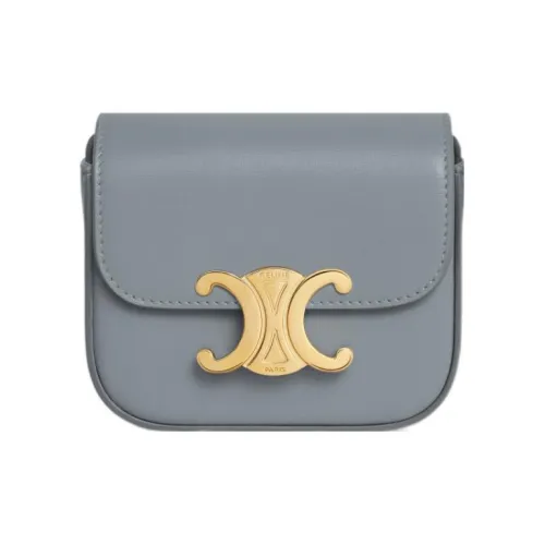 CELINE Claude Телячья кожа Сумка через плечо Сумка на плечо Мини Женская Синий Серый