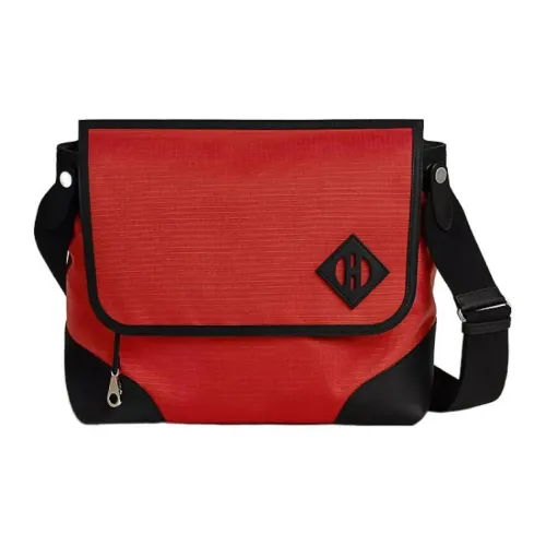 HERMES Allback Bivouac Холст Swift Телячья кожа Курьерская сумка Сумка через плечо Мужская Красная и Черная