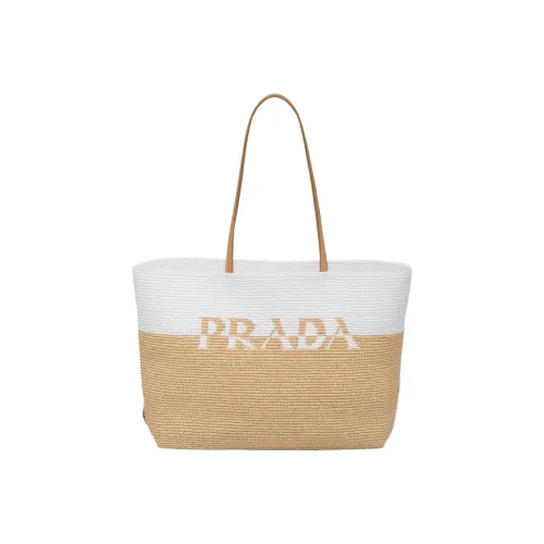 PRADA Raffia Tote Bag Shopping Bag Tote Regular Women's Rye Brown White PRADA Рафия Тоут Сумка Сумка для покупок Сумка Обычная Женская Рыжий Коричневый Белый