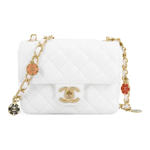 CHANEL 23C Early Spring Овечья кожа Мини Квадратная Сумка с клапаном Сумка с клапаном Сумка через плечо Мини Женская Белая