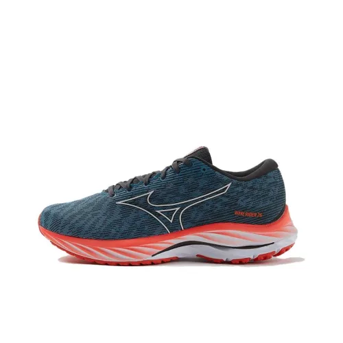 Mizuno Wave Rider 26 Амортизация Износостойкий Низкий Топ Беговые кроссовки Мужские Серый Синий
