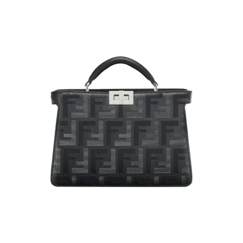 FENDI Peekaboo ISeeU Full с рельефной голенью кожа сумка через плечо сумка обычный мужской черный