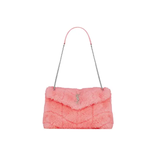 SAINT LAURENT Puffer Овчина с Овечья шкура Сумка через плечо Сумка на плечо Женская Розовая