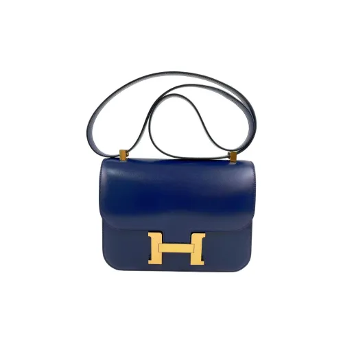 HERMES Constance Кожа Box Сумка через плечо Женская 73 BLEU Saphir Сапфир Синий