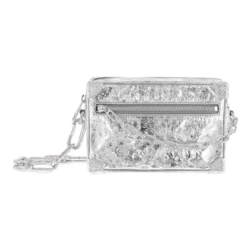 LOUIS VUITTON SOFT TRUNK Корова Кожа Коробка Сумка Сумка через плечо Мини Мужская Серебряная