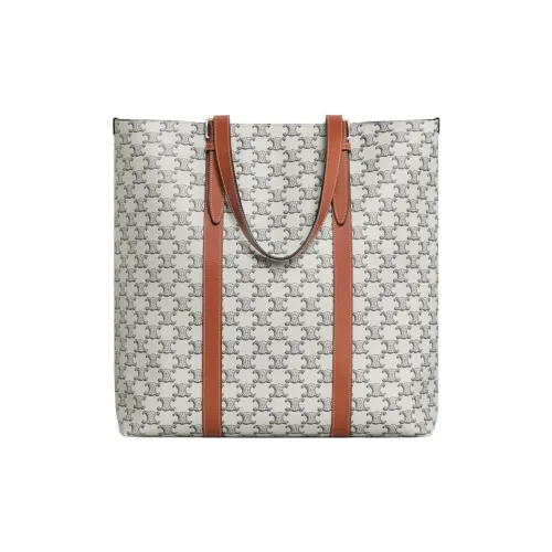 CELINE Cabas Коровья кожа Обметка Тоут Сумка Сумка для покупок Сумка Обычный Мужской Коричневый Светлый Умбра