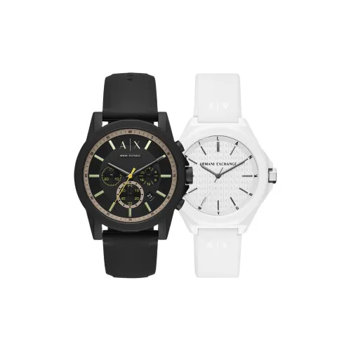 ARMANI EXCHANGEAE Наручные часы Кварцевый механизм Силиконовый ремешок 44 мм Черный циферблат Унисекс