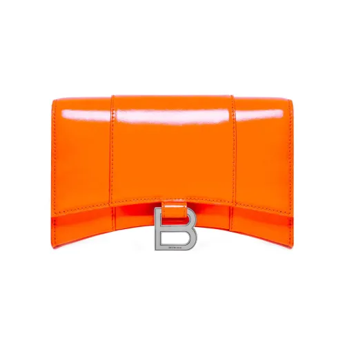 Balenciaga HOURGLASS Телячья кожа Сумка Hourglass Сумка через плечо Кошелек Маленький Женские Апельсин