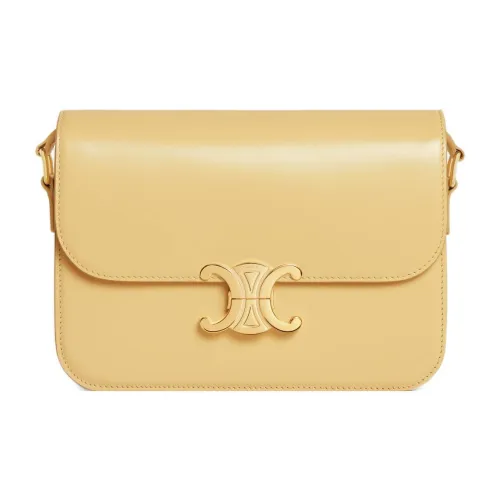 CELINE Triomphe Блестящая сумка из коровьей кожи на плечо портативная сумка через плечо женская желтая