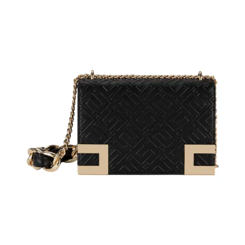 Elisabetta Franchi Сумка через плечо из синтетической кожи с заплатками маленькая женская черная