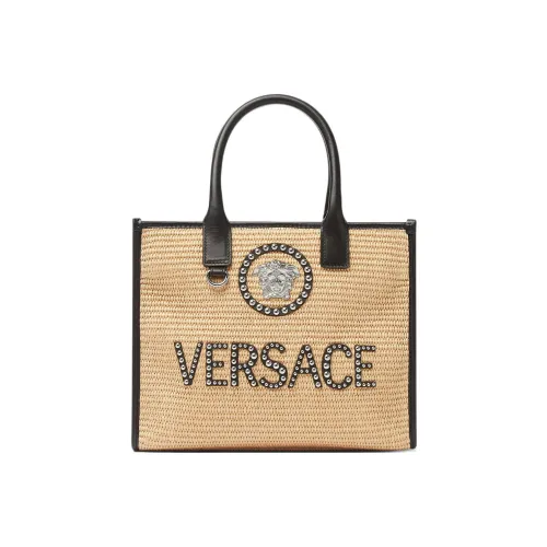 VERSACE La Medusa Хлопок с коровьей кожей Тоут Сумка Сумка для покупок Портативная сумка через плечо Сумка на плечо