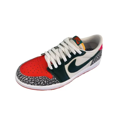 SoleFly x Jordan Air Jordan 1 Low OG 'What The' Slip-Resistant Low Top Винтажные баскетбольные кроссовки Мужские Бежевый Черный Красный