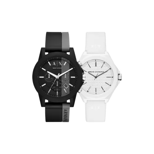 ARMANI EXCHANGEAE Парные часы Наручные часы Кварцевый механизм Силиконовый ремешок Черный циферблат Унисекс