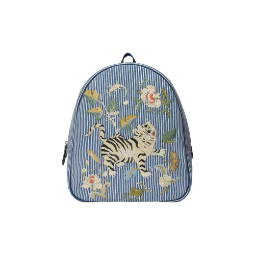 GUCCI Хлопковая ткань с парчей и кожей рюкзак для детей синий и цвет слоновой кости